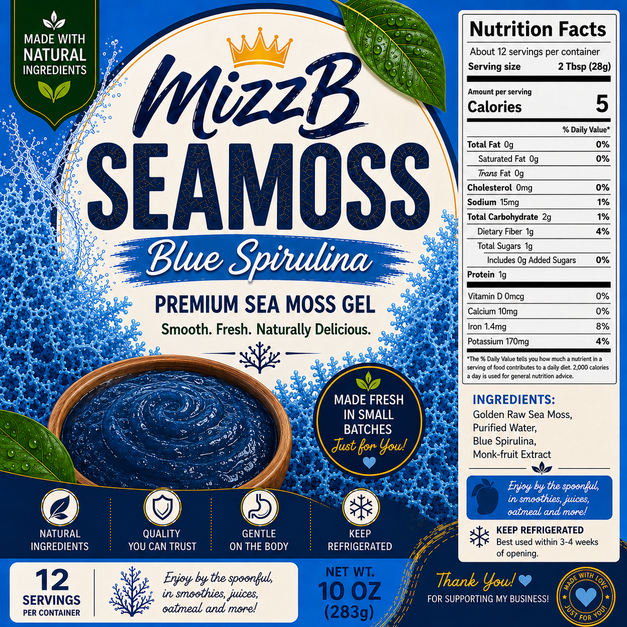 Blue Spirulina Sea Moss Gel