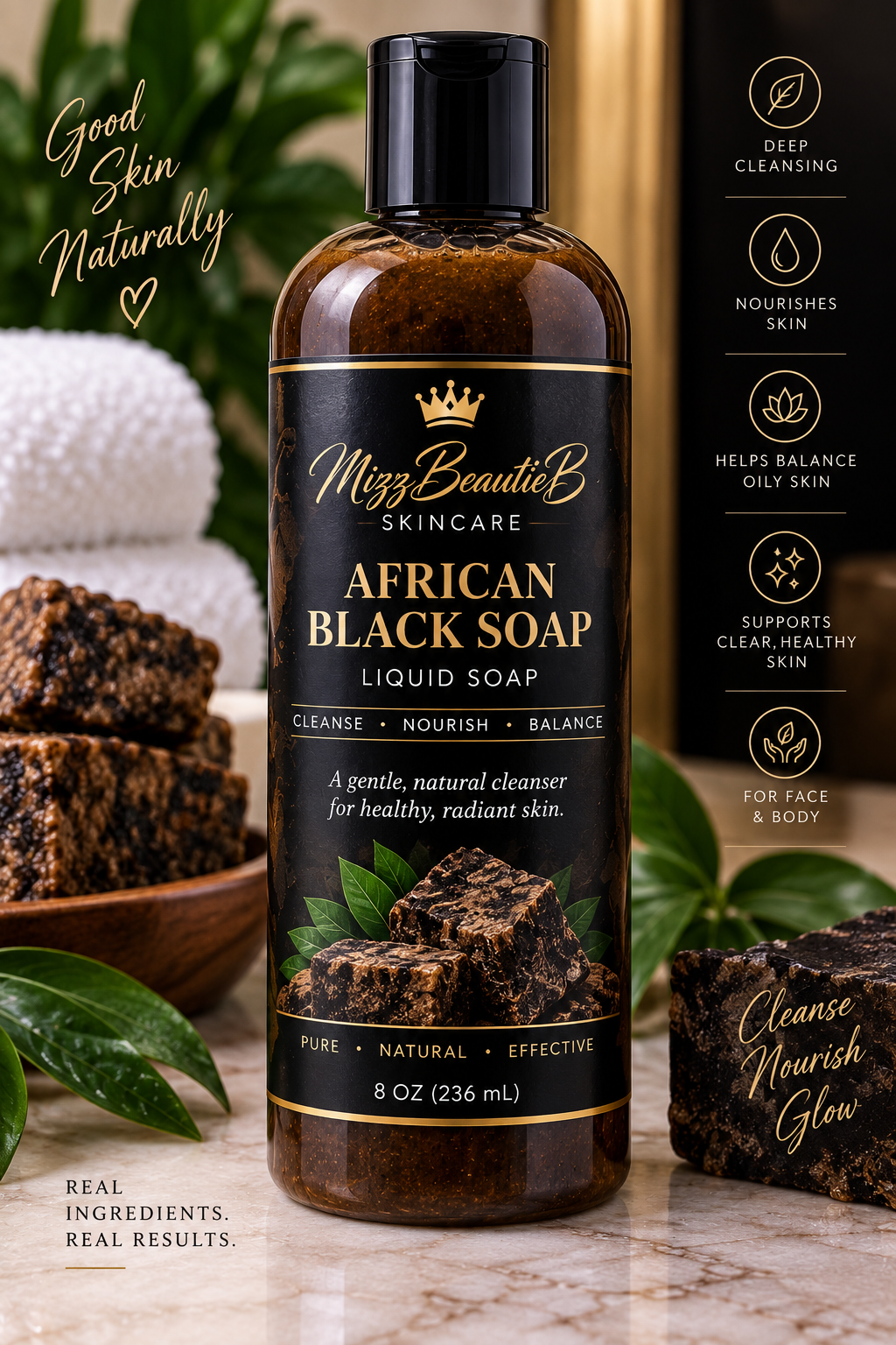 AFRICAN BLACK SOAP FACE AND BODY WASH